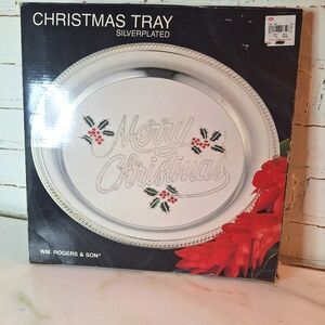 Vintage 1998 Wm. Rogers  & Son Silver Plated Round "Merry Christmas" Platter